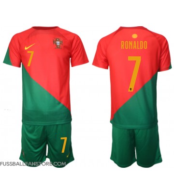 Portugal Cristiano Ronaldo #7 Replik Heimtrikot Kinder WM 2022 Kurzarm (+ Kurze Hosen)